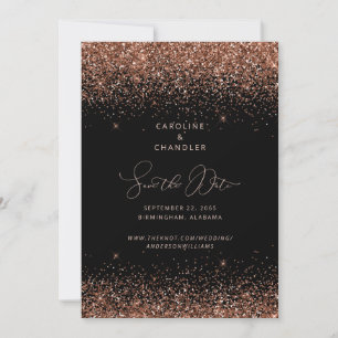 Invitation Mariage à paillettes noir et bronze, Enregistrez l