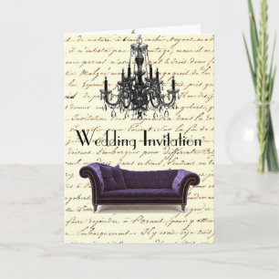 Invitation mariage à paris lustre vintage écriture