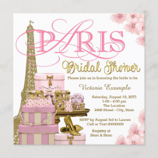 Invitation Mariage à Paris Rose et Or Fête de Fiançailles