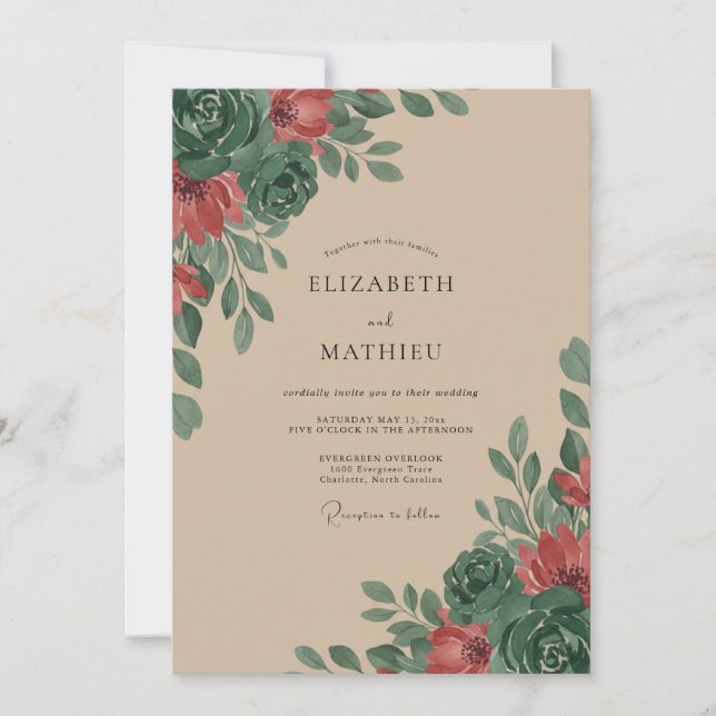 Invitation Mariage à pétale de rouille bronzée (Devant)