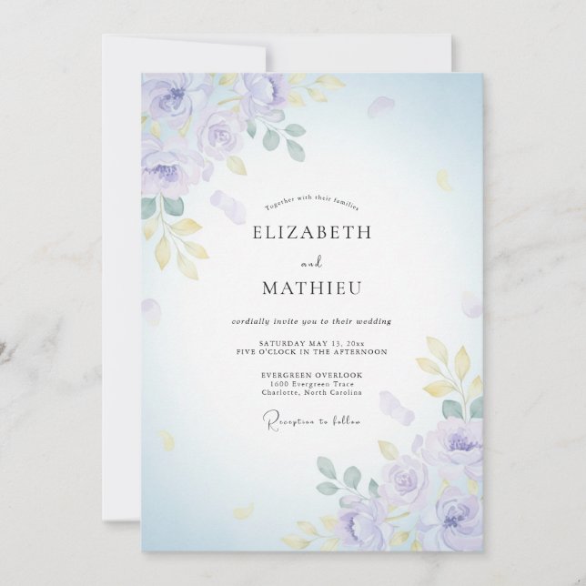Invitation Mariage à Petale d'Or de Lilas (Devant)