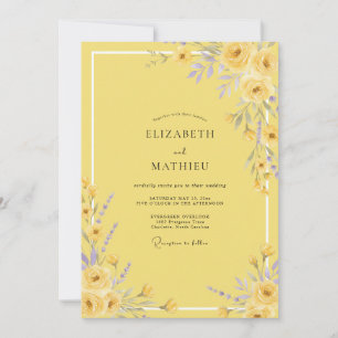 Invitation Mariage à Pétale Jaune Ensoleillé