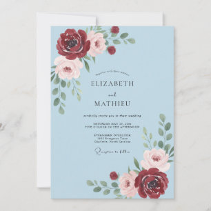 Invitation Mariage à Pétale Rouge Ciel Bleu