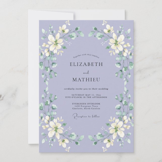 Invitation Mariage à pétales blancs de lilas (Devant)