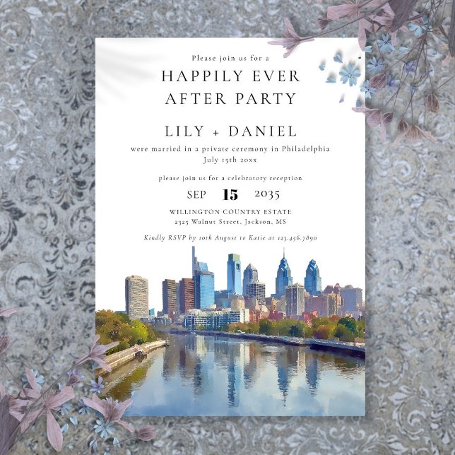 Invitation Mariage à Philadelphie pour un bonheur éternel (Happily Ever After Philadelphia Wedding Invitation)