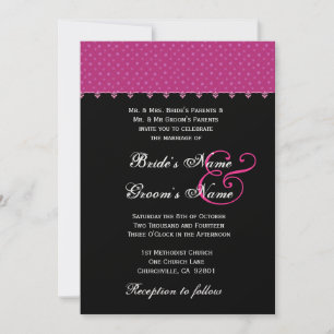 Invitation Mariage à point noir rose chaud Polka Premium Meta