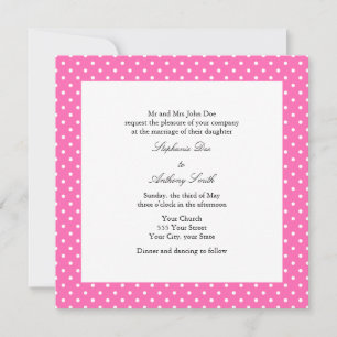 Invitation Mariage à points de polka rose chaud et blanc