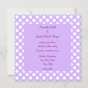 Invitation Mariage à points polka violet clair et blanc