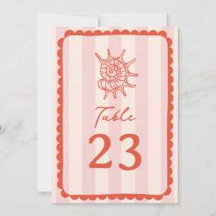 Invitation Mariage à rayures roses de coquillages