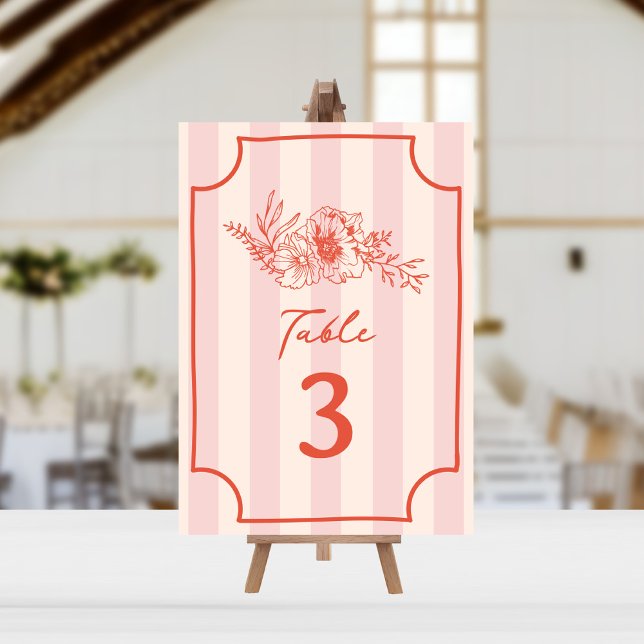 Invitation Mariage à rayures roses végétales (Créateur téléchargé)