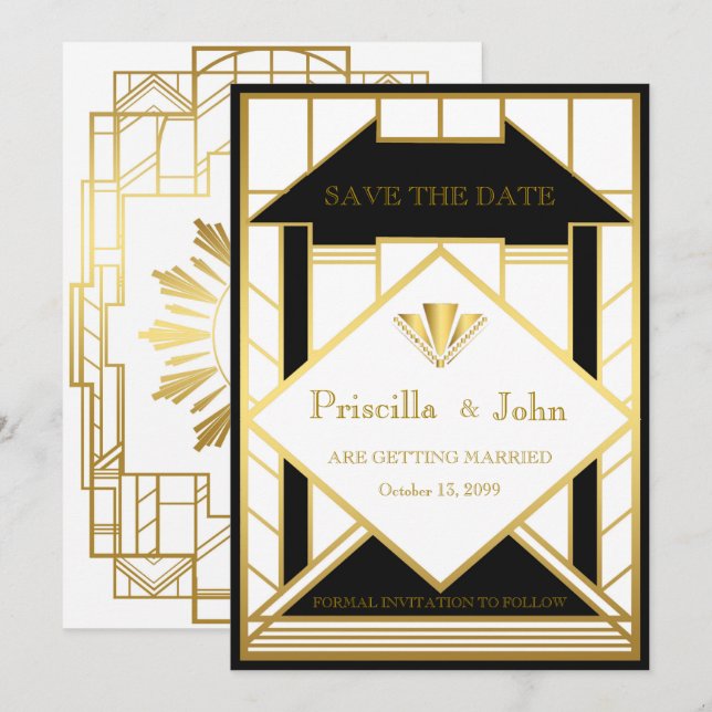 Invitation Mariage à retenir, Gatsby le magnifique, Médaillon (Devant / Derrière)