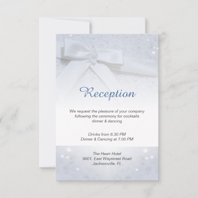 Invitation Mariage à ruban blanc Hébergement de réception 2-e (Devant)