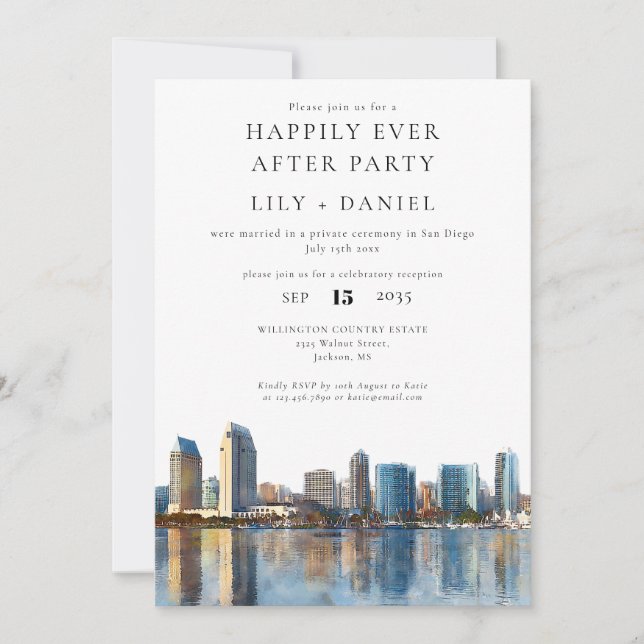 Invitation Mariage à San Diego pour toujours heureux (Devant)