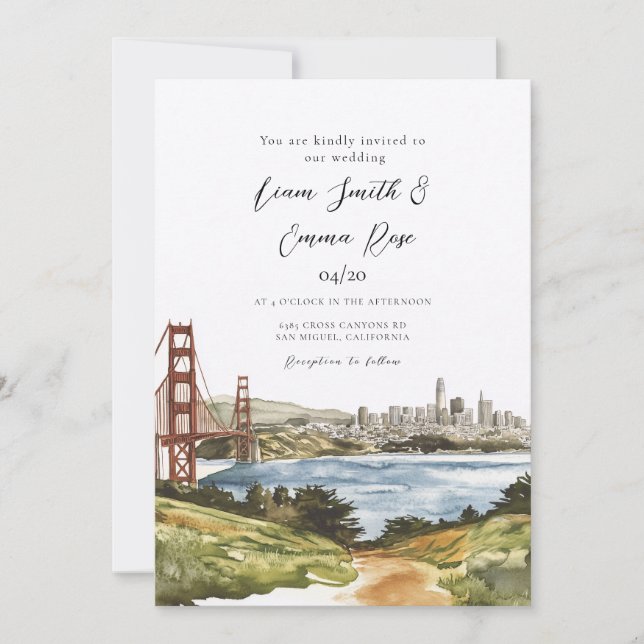 Invitation Mariage à San Francisco avec vue sur la skyline de (Devant)