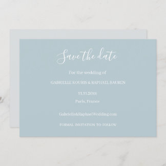 Invitation Mariage à Sauvegarder Gris Bleu Poussiéreux et Bla