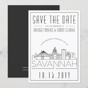 Invitation Mariage à Savannah   Silhouette stylisée de la vil
