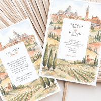 Mariage à Sienne en Toscane, aquarelle sur fond de