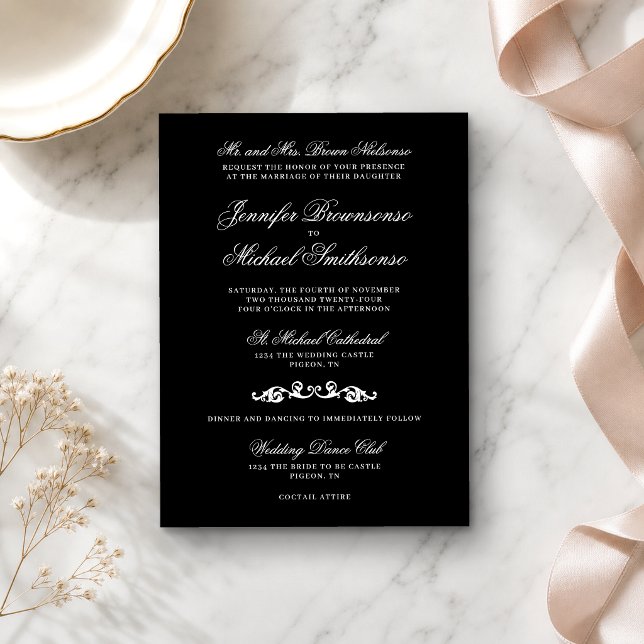 Invitation Mariage à signature de script simple noir (Créateur téléchargé)