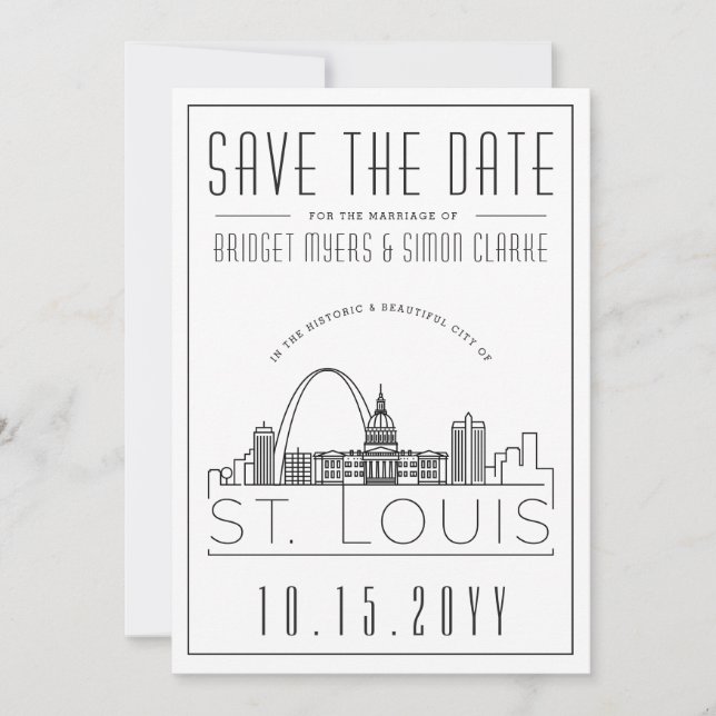Invitation Mariage à St. Louis Horizon stylisé de la ville Ca (Devant)