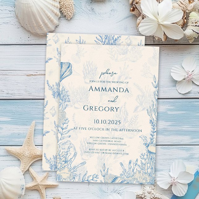 Invitation Mariage à thème Blue Toile Ocean (Créateur téléchargé)