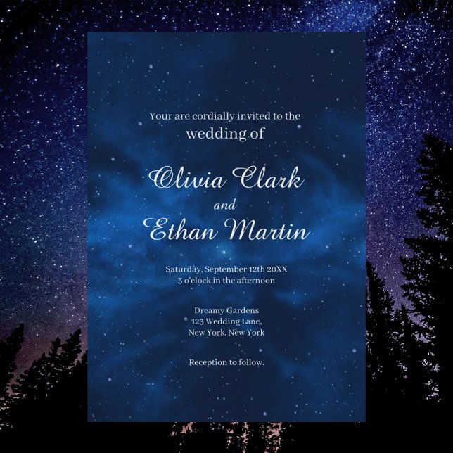 Invitation Mariage à thème Celestial Blue Galaxy Night Sky (Créateur téléchargé)