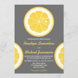 Invitation Mariage À THÈME DE LÉMON JAUNE ET GRIS