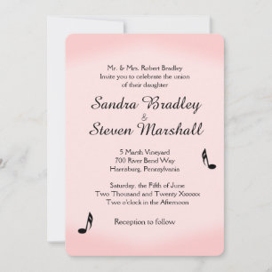 Invitation Mariage à thème de musique rose