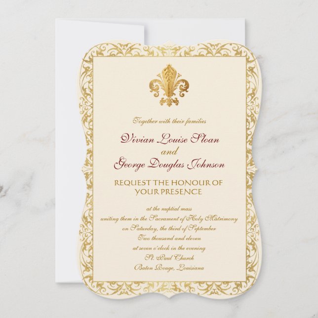 Invitation Mariage à thème Fleur de lis (Devant)