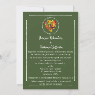Invitation Mariage à thème Green Fruit Heart Vegan