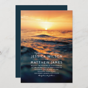 Invitation Mariage à thème Nautical Ocean Sunset Beach