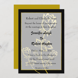Invitation Mariage à thème Rose de feuille d'or