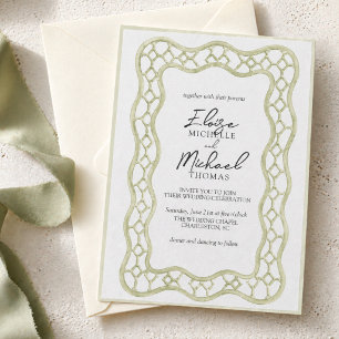 Invitation Mariage à Treillis Vert Sauge Français