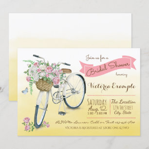 Invitation Mariage à vélo Shower Vintage Bicyclette Aquarelle