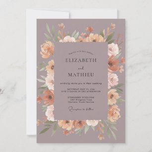 Invitation Mariage Abricot Ranunculus Eucalyptus Mauve