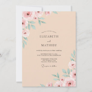 Invitation Mariage Abricot Rose Mousse