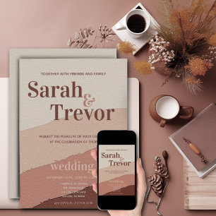 Invitation Mariage Abstrait 70's Dusty Rose Cream