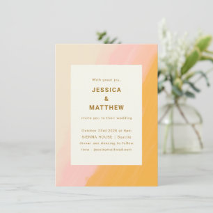 Invitation Mariage Abstrait Aquarelle Rose Jaune Bohème