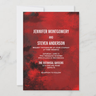 Invitation Mariage Abstrait Artistique Noir et Rouge Moderne