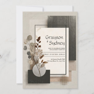 Invitation Mariage Abstrait au Eucalyptus en Terracotta Neutr