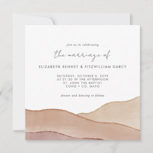 Invitation Mariage Abstrait Boho Watercolor Carré