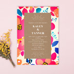 Invitation Mariage Abstrait Cardstock<br><div class="desc">Thème mariage moderne avec rectangle inspiré par cardstock sur rose vif,  bleu,  orange,  découpe multicolore inspiré design abstrait avec texte blanc.</div>
