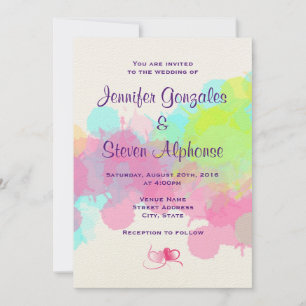 Invitation Mariage Abstrait Couleur Gélatine Aquarelle