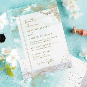 Invitation Mariage Abstrait de Lavande Turquoise moderne
