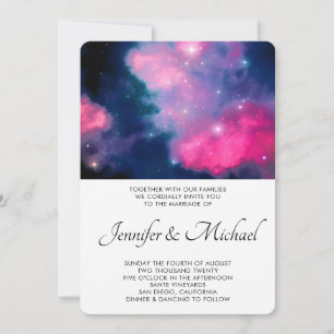 Invitation Mariage Abstrait Élégant Étoiles de la Galaxie Ros
