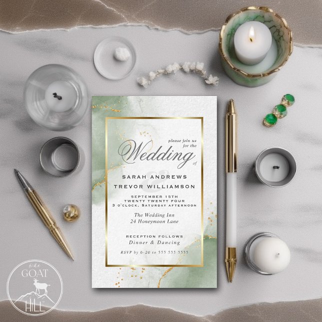 Invitation Mariage abstrait en marbre de sauge atténuée  (Créateur téléchargé)