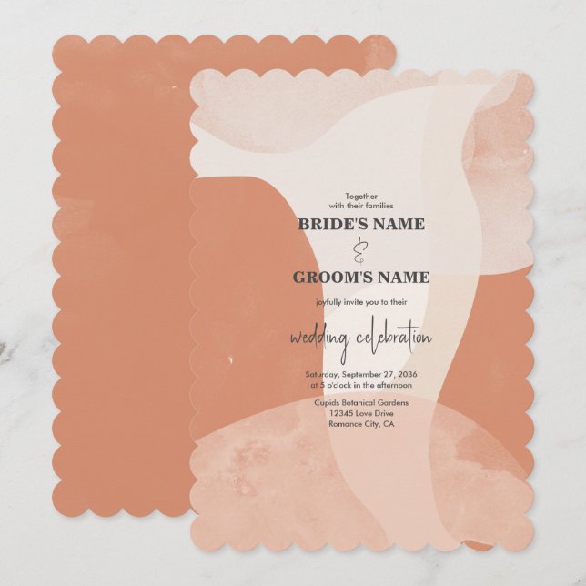 Invitation Mariage Abstrait en terre cuite de Bohême (Devant / Derrière)