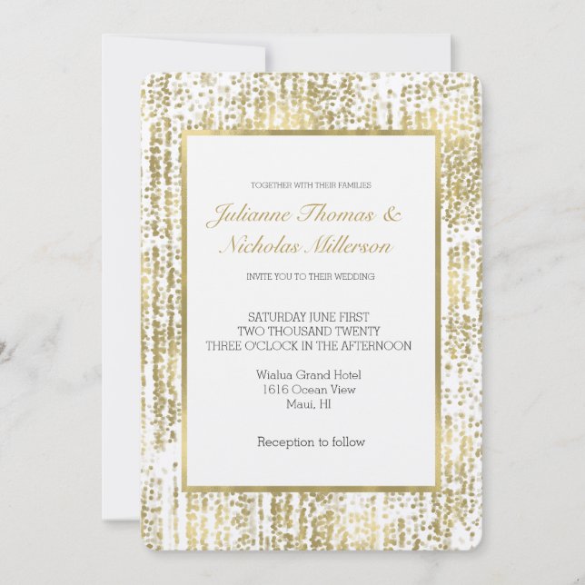Invitation Mariage Abstrait Gold Jewel Bokeh (Devant)
