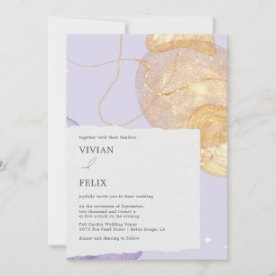 Invitation Mariage Abstrait luxueux violet et doré