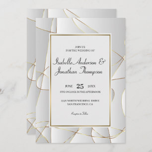 Invitation Mariage Abstrait Luxury Golden Lines