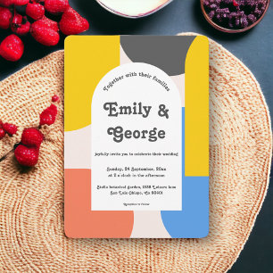 Invitation Mariage Abstrait moderne Black Gold Blue